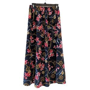 Vintage Southern Lady Nautical Full Skirt‎ Medium Floral Chains Telescope